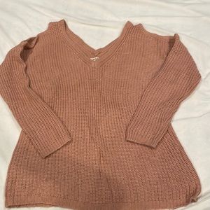 Pink cold shoulder sweater